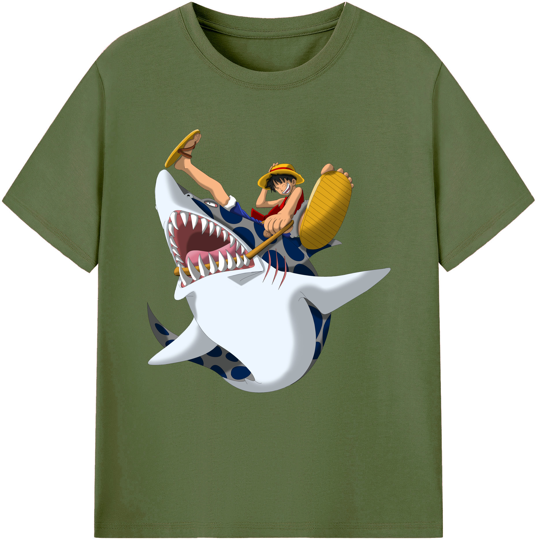 ワンピース モンキー・D・ルフィ ONE PIECE Monkey D. Luffy 綿100％半袖Tシャツ（フロントプリント）